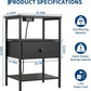 **Recommended Google Shopping Title:**

3-Tier Nightstand with Charging Station & Fabric Drawer, Steel Frame Bedside Table with Open Storage Shelves for Bedroom & Living Room