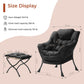 Modern Lounge Chair with Foldable Ottoman – Oversized Cushioned Reading Armchair with Footrest & Side Pocket