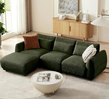 L-Shaped Modular Sectional Sofa – Convertible Cloud Couch with Removable Ottoman for Small Living Room & Apartment