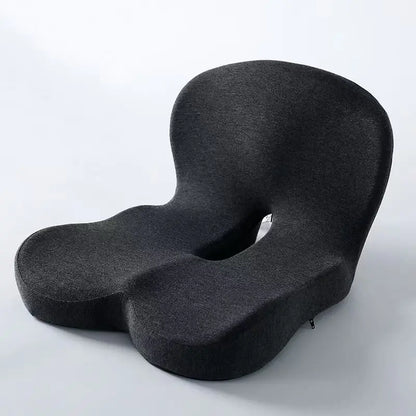 Contoured Ergonomic Lumbar Support Seat Cushion – Soft Pressure Relief Chair Pad with Washable Cover for Office, Home & Long Sitting