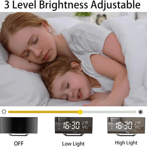 6-Inch Digital Alarm Clock with Curved Large LED Display, Temperature & Humidity Monitor, Snooze Function