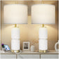 27-Inch Faux Stone Boho Table Lamps Set of 2 with USB-A and USB-C Ports, Rustic Bedside Lamps for Bedroom and Living Room