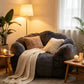 Large Petal Cloud Lounge Chair – Faux Rabbit Fur Upholstered Cozy Wrap-Arm Accent Sofa for Bedroom, Living Room & Gaming