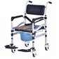Portable Toilet Chair Alloy Commode with Wheels Foldable Shower Chair Convenient Adult Mobility Aid Bathroom Chair