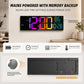 16-Inch RGB LED Digital Wall Clock with Remote Control, 8 Display Colors, Alarm, Auto DST & Indoor Temperature Display