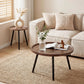 Round Nesting Coffee Table Set of 2, Wood & Metal Accent Side Tables for Living Room