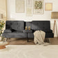 Convertible Futon Sofa Bed – Adjustable Reclining Sleeper Couch with Removable Armrests & Dual Cup Holders for Living Room
