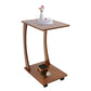 C-Shaped Solid Wood Side Table with Wheels – Portable Rolling TV Tray & Laptop Desk for Couch, Bedside & Small Spaces