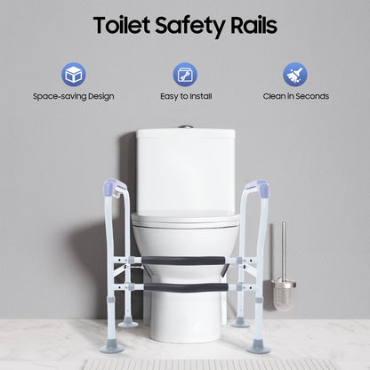 Adjustable Toilet Safety Rails – Height Adjustable Bathroom Support Frame with Handrails for Seniors & Adults