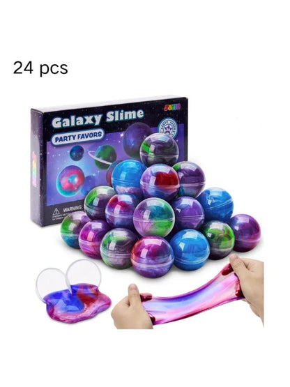 24-Pack Galaxy Slime Balls, Stretchy Non-Sticky Slime Party Favors & Classroom Rewards