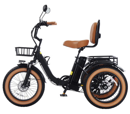 1350W Folding Electric Tricycle for Adults, 48V 15Ah Battery, 20"×4" Fat Tires, 7-Speed, Up to 50-Mile Range