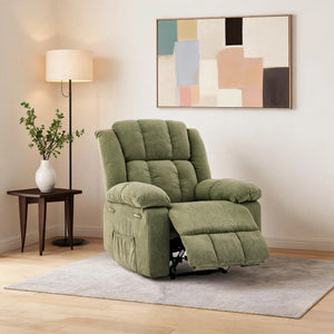 Extra-Wide Manual Recliner Chair – 155° Reclining Upholstered Armchair with Terry Cloth for Living Room & Bedroom