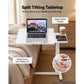 Height Adjustable Overbed Table with Wheels, Tilting Desktop & Cup Holder, Mobile Rolling Bedside Laptop Desk for Bed & Sofa