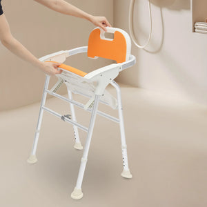 Height Adjustable Folding Shower Chair for Seniors – Heavy-Duty Bath Seat with Armrests & Backrest