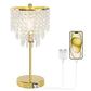 Crystal Bedside Table Lamp with 3-Way Touch Dimming and Dual USB Charging Ports