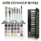 36-Color Gothic Eyeshadow Palette with 8 Soft Makeup Brushes, Highly Pigmented Matte & Shimmer Dark Shades for Smoky Eye Makeup