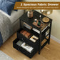 Nightstand with 2 Fabric Drawers, Open Shelf & Charging Station – Bedside End Table with USB Ports