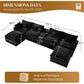 145-Inch Oversized U-Shaped Cloud Sectional Sofa – Plush Corduroy Deep Seat Modular Couch for Living Room, Jet Black