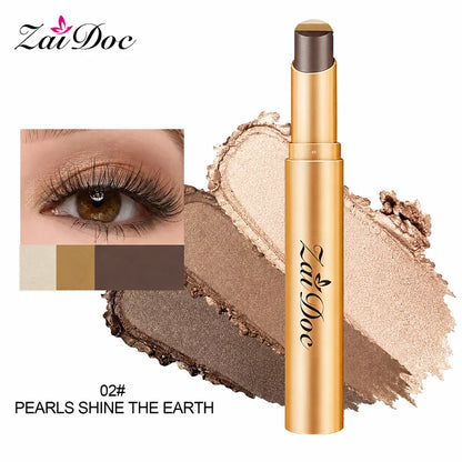 3-in-1 Cream Eyeshadow Stick, Glitter & Shimmer Finish, Long-Lasting Eye Makeup, 3.5g