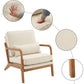 Set of 2 Beige Upholstered Accent Chairs – Mid-Century Modern Lounge Reading Chairs with Solid Wood Frame