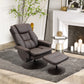 PU Leather Swivel Recliner Chair with Ottoman, Upholstered Reclining Armchair with Footrest for Living Room & Office