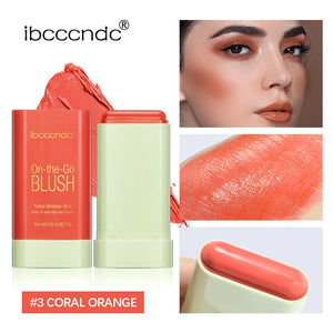 Orange Cream Blush Stick, Moisturizing, Long-Lasting & Waterproof, Twist-Up Design