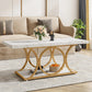 47.24" Rectangle Coffee Table with 2-Tier Storage, Faux Marble Wood Center Table for Living Room