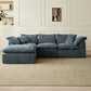 109-Inch Modern L-Shaped Cloud Sectional Sofa with Ottoman – Oversized 3-Seater Deep Seat Chenille Modular Couch, Blue