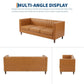 81-Inch Cognac Tan Faux Leather Sofa – Mid-Century Modern 3-Seater Deep Seat Couch with Wood Frame for Living Room & Apartment