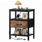 Nightstand with Fabric Drawer, LED Light Strip & Charging Station – Bedside End Table with Storage Cabinet
