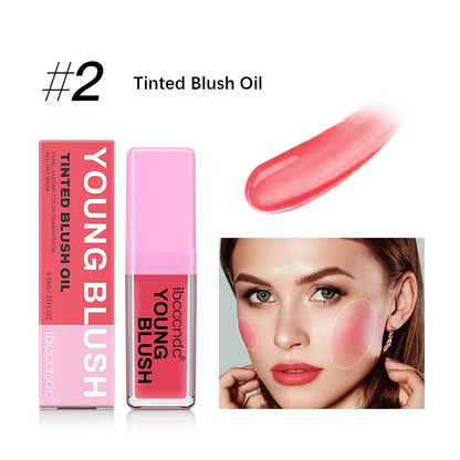Tinted Blush Oil for Cheeks and Lips, Hydrating Lightweight Liquid Tint, Natural Dewy Finish