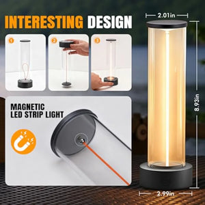 Cordless Rechargeable Table Lamp, 3-Mode Touch Dimming, IP54 Water-Resistant for Indoor and Outdoor Use