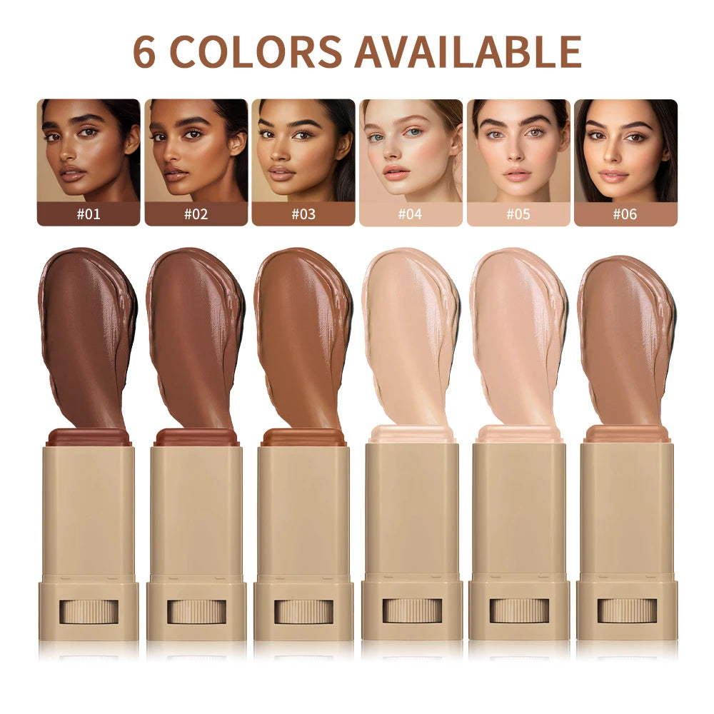 2-Piece Serum-Boosted Skin Tint Foundation Stick Set, Smooth High Coverage Concealer, Travel Makeup