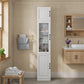 86-Inch Tall Bathroom Storage Cabinet with Glass Door & 5-Tier Shelves, Slim Freestanding Organizer for Small Spaces