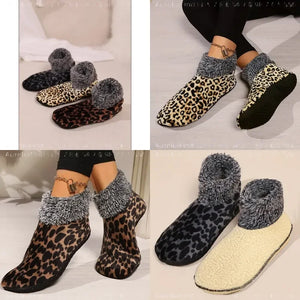 4 Pairs Women’s Winter Fuzzy Slipper Socks, Thick Warm Non-Slip Cozy Indoor House Socks for Cold Weather