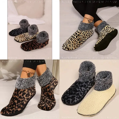 4 Pairs Women’s Winter Fuzzy Slipper Socks, Thick Warm Non-Slip Cozy Indoor House Socks for Cold Weather