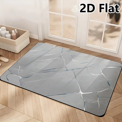 Quick Dry Diatom Mud Bathroom Mat, Absorbent Bath Rug with Non-Slip Rubber Backing for Bathroom, Kitchen & Doorway