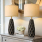 27.5-Inch Ceramic Table Lamps, Set of 2, Rustic Boho Bedside Lamps for Bedroom and Living Room