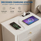 31.5" Fluted Nightstand with Charging Station & 3 Drawers, Raised-Leg Bedside Storage Cabinet for Bedroom & Living Room