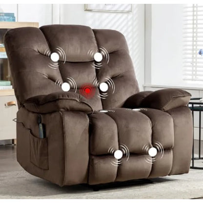 Oversized Power Recliner Chair with Massage & Heat, 41-Inch Wide Electric Reclining Chair with USB Port & Breathable Fabric