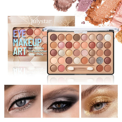 36-Color Glitter and Pearl Eyeshadow Palette, Multi-Use Face and Body Shimmer Makeup with Gift Box