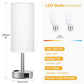 White Touch Bedside Table Lamps Set, 3-Way Dimmable Nightstand Lighting with USB Charging Ports and AC Outlet