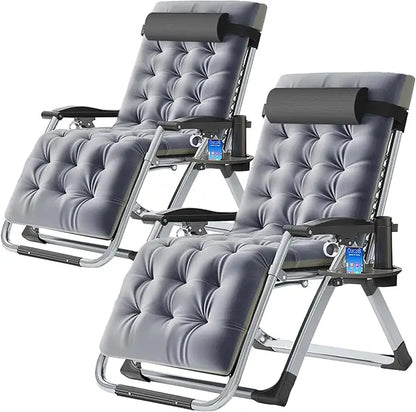 Set of 2 Zero Gravity Outdoor Lounge Chairs – Adjustable Reclining Patio Chairs with Cushions, Headrests & Cup Holders
