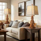 29-Inch Farmhouse Table Lamps Set of 2 with Night Light, USB-A and USB-C Charging Ports, Linen Shades for Bedside Nightstands