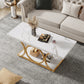 47.24" Rectangle Coffee Table with 2-Tier Storage, Faux Marble Wood Center Table for Living Room