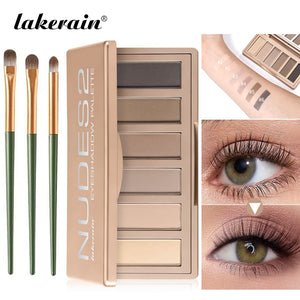 Matte Nude Eyeshadow Palette with Makeup Brush Set, Natural Shades, Highly Pigmented Blendable Waterproof Eye Makeup