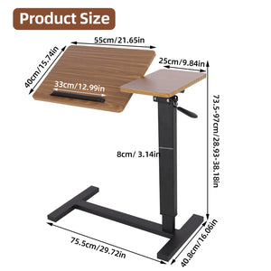 Height Adjustable Overbed Table with Hidden Wheels – Rolling Bedside Laptop Desk, Mobile Bed Table for Home & Bedroom