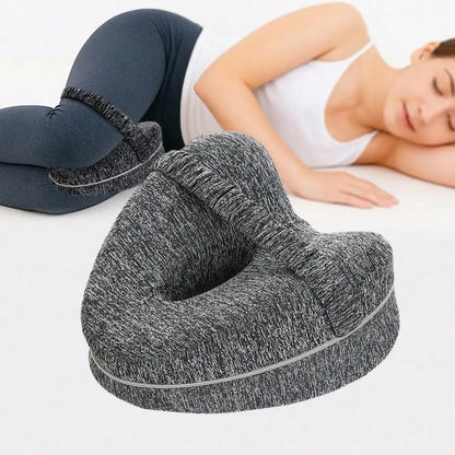 Memory Foam Knee Pillow with Adjustable Strap – Leg & Knee Support Cushion for Side Sleepers with Washable Cover