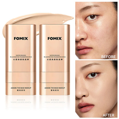 Dual-Ended Hydrating Foundation Stick with Brush, Lightweight Cream Makeup Base