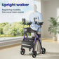 All-Terrain Upright Rollator Walker for Seniors with Padded Seat, Armrests & Storage Bag